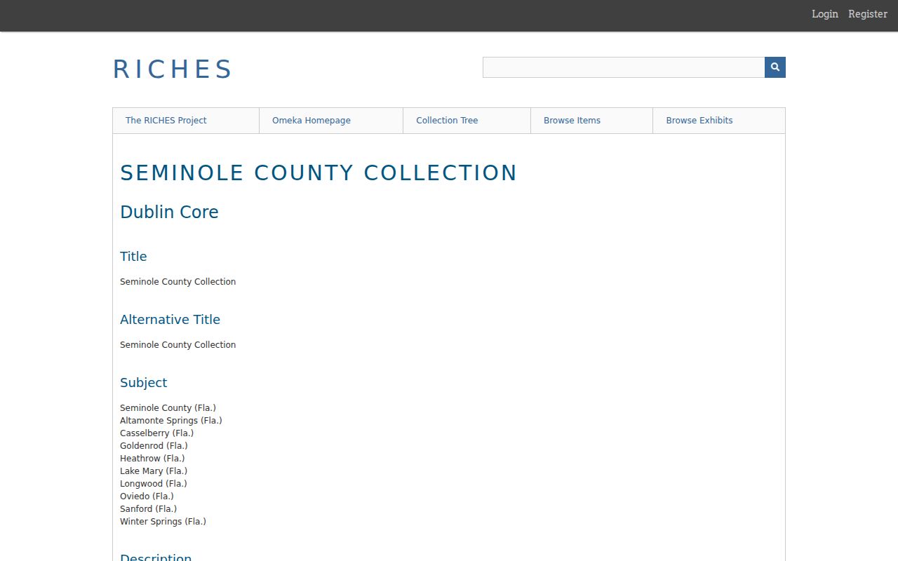 RICHES UCF Seminole County historical community collection